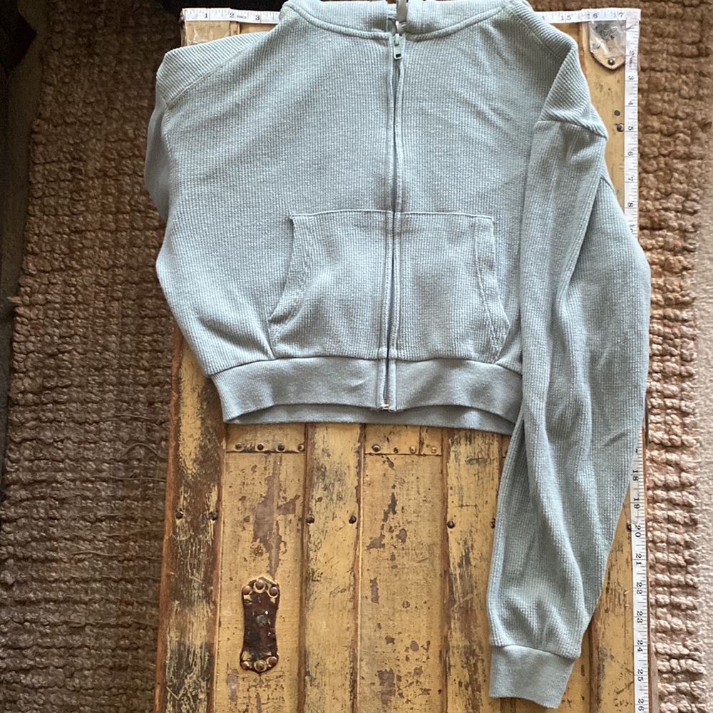 SKIMS WAFFLE ZIP UP HOODIE MINERAL SAGE WOMENS SIZE SMALL - Picture 11 of 17